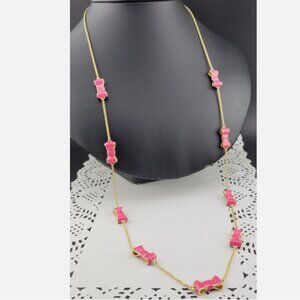 VSALE Kate Spade Take a Bow Long Station Scatter Necklace Pink Bow 32" EUC